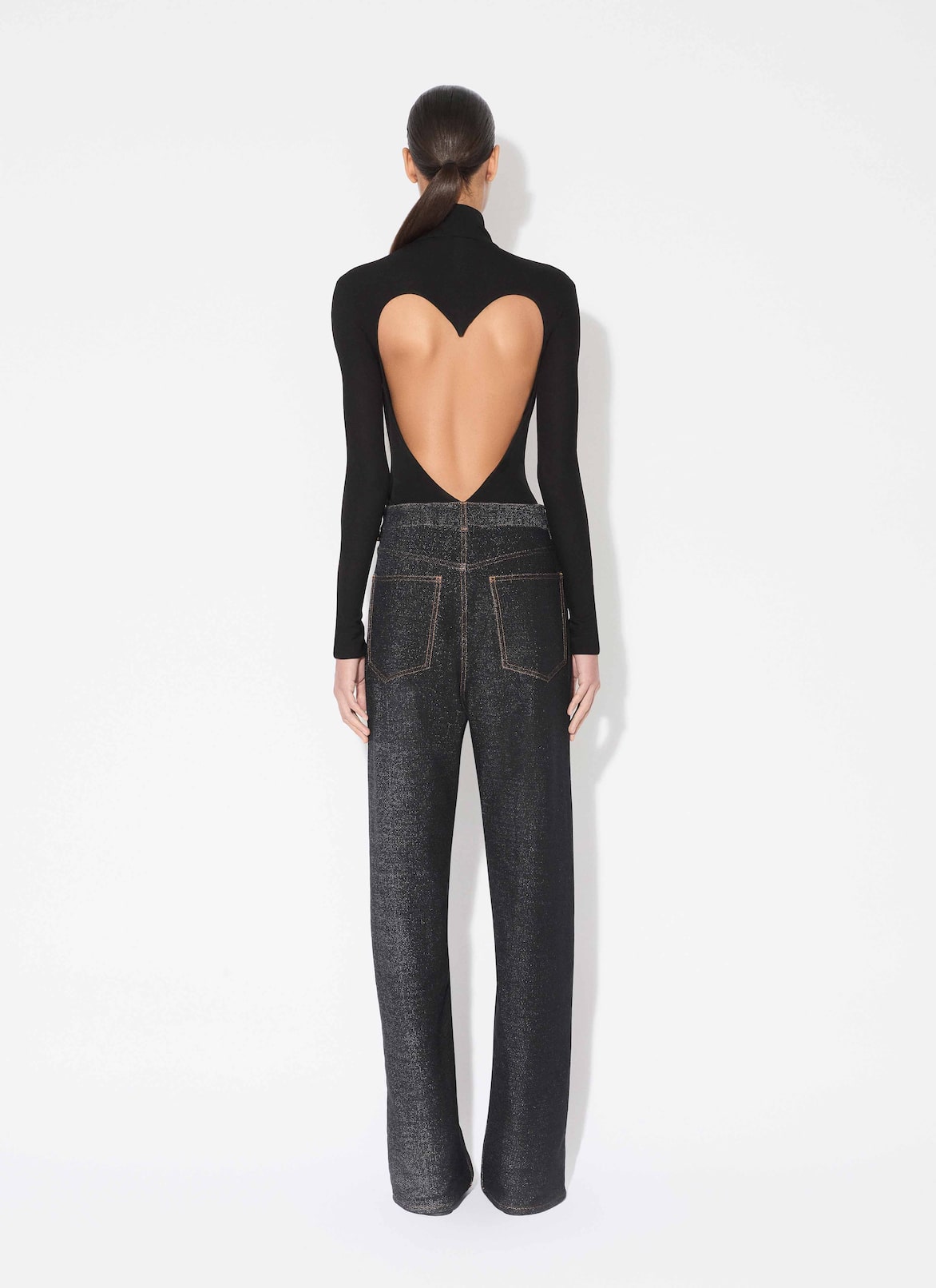 DENIM KNIT LOOSE PANTS ALAÏA BLACK/WHITE DENIM KNIT LOOSE PANTS
